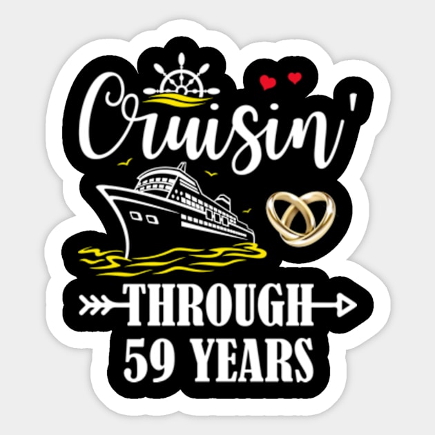 Cruising Through 59 Years Family 59th Anniversary Cruise Couple Sticker by Madridek Deleosw